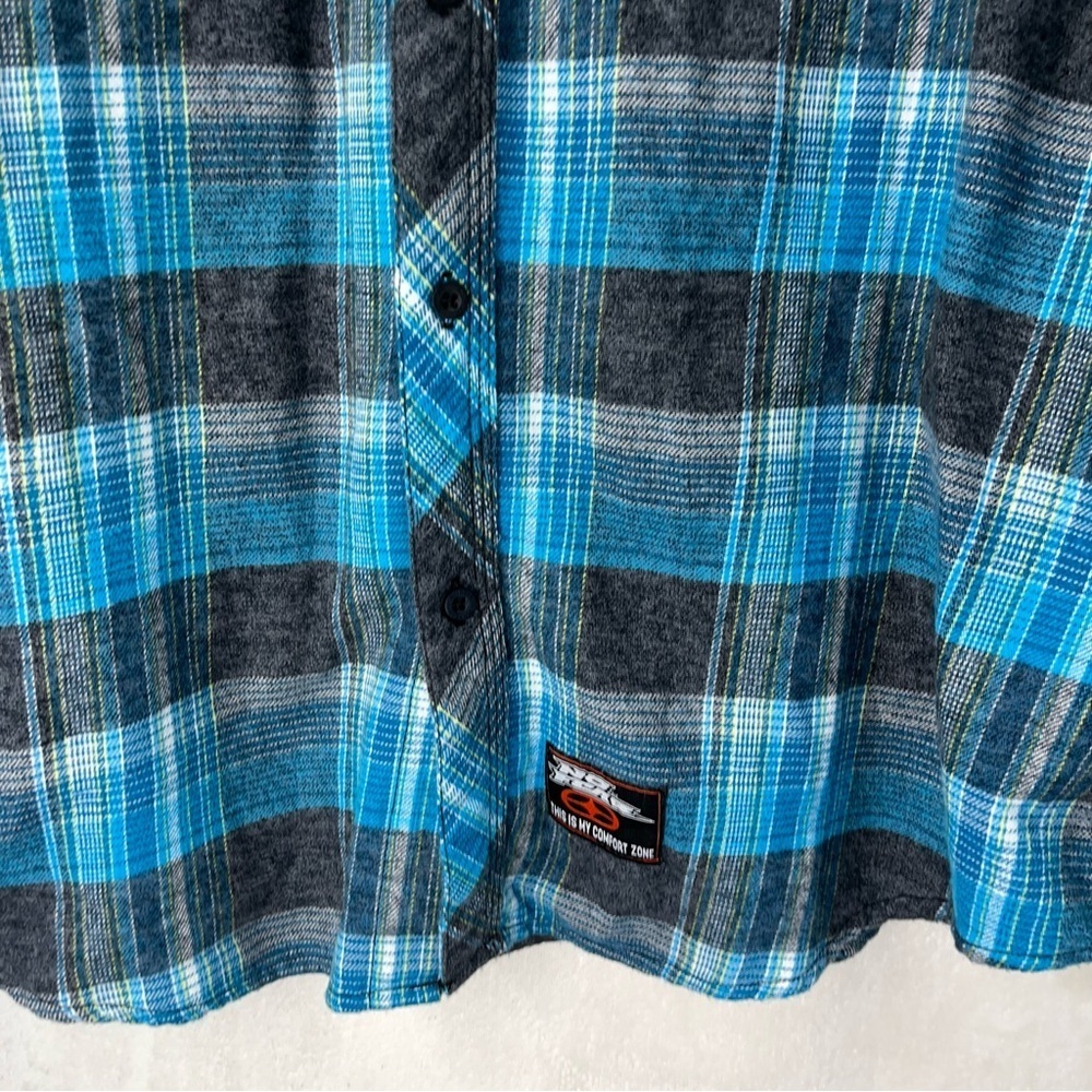 Vintage No Fear Blue Long Sleeve Button-Up Flannel Shirt XL Skater 90’s Emo - Picture 5 of 10